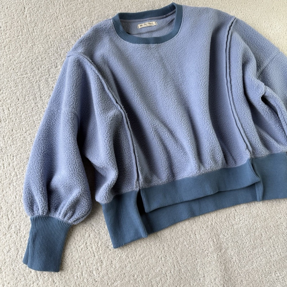 Free People Lavender Blue Fleece Pullover Sweatshirt